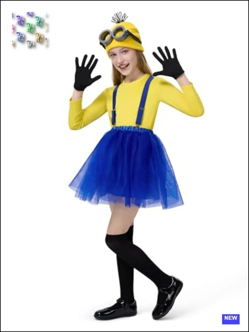 Girls Halloween Tutu Costume Set Long Sleeve Shirt with Hat Gloves Suspenders